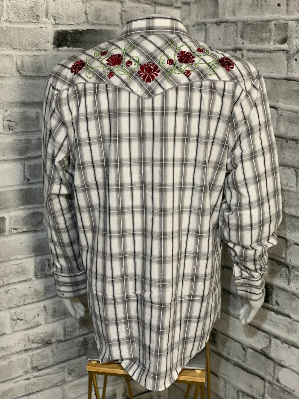 Roper Pearl Snap Western Shirt Men XL Cowboy Floral Embroidered Rockabilly Rodeo